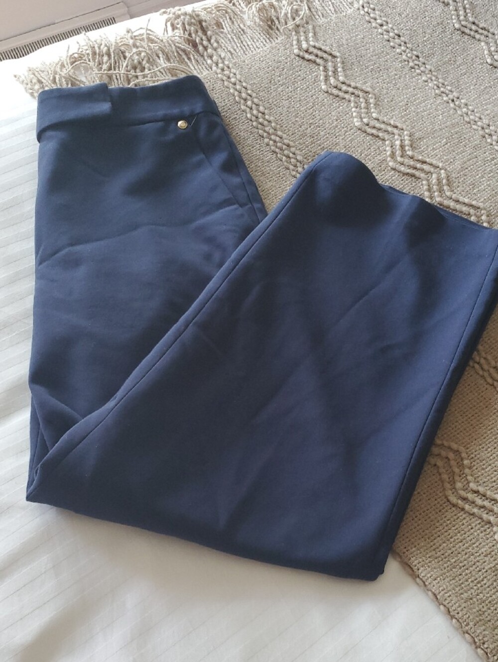 Michael Kors Navy Wide-Leg Crop Trousers